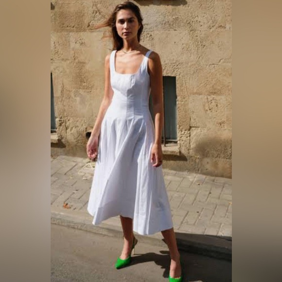 🌺🎉HP🎉🌺 NWT Staud Wells Midi Dress White - Picture 6 of 16